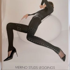 Wolford Merino Studs Leggings, Small, Blk, RV $650